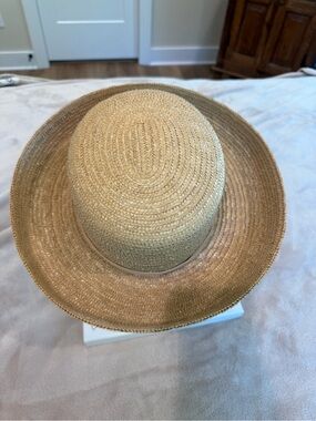 betmar Light Tan Straw Sun Hat with Ribbon Band